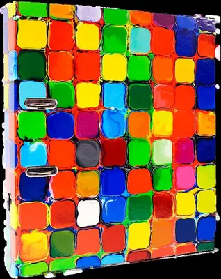 Produktbild von ADINA Motivordner 8cm Regenbogen-Fliesen-Mosaik-Malerei mit geometrischem Palettenmuster