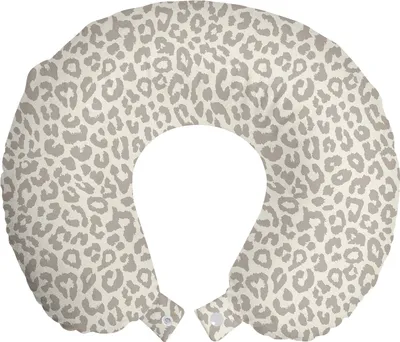 Produktbild von ABAKUHAUS Leopard Reisekissen Nackenstütze, Haut-Druck-Wildlife-Layout, Schaumstoff Reiseartikel für Flugzeug und Auto, 30x30 cm, Pale Taupe Elfenbein