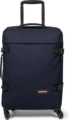 A navy blue Eastpak Trans4 4 Rollen Kabinentrolley 54 cm is shown against a white background.