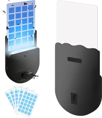 Produktbild von Mückenfliegenfalle Elektrisch UV-Licht Mückenvernichter mit 5 Sticker Fruchtfliegenfalle Insektenfalle für Küche und Innenraum, Schwarz