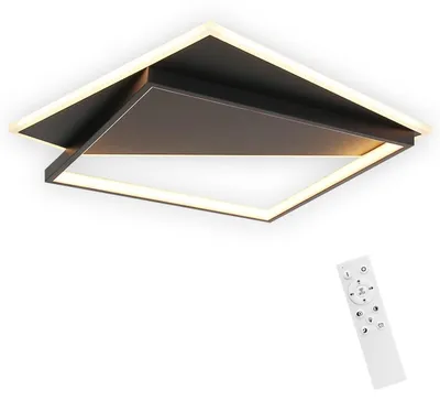 Image de ZMH Plafonnier LED Salon - Dimmable 48CM Noir Lampe de salon Design moderne avec tŽlŽcommande en mŽtal Plafonnier pour cuisine Salle ? manger Salle des jeunes Chambre ? coucher