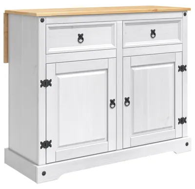 Produktbild von vidaXL Küchentrolley 2 pcs Weiß und Honigwachs 112 x 70 x 91,5 cm