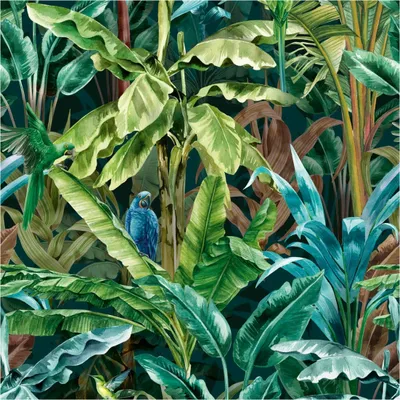 Produktbild von Fototapete Dschungel M1-No.11600 | Vliestapete Pflanzen | Grün | Blau | Wohnzimmer | Schlafzimmer