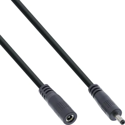 Produktbild von InLine DC Verlängerungskabel, DC Stecker/Buchse 3,5x1,35mm, AWG 18, schwarz 1m, 1 m, 3.5 x 1.35 mm, 3.5 x 1.35 mm, 12 V, 11.6 A