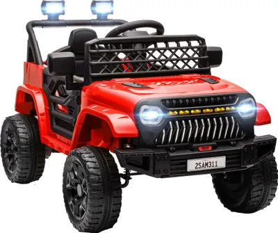 Obrázek produktu pro Elektrické autíčko pro děti - 12V dětské autíčko - Dálkové ovládání - Nastavitelná rychlost - USB - LED světlomety - Klakson - Černá barva