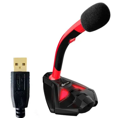 Produktbild von KLIM Voice, Tischmikrofon, Kabelgebunden, USB, USB Typ-A, Schwarz, Rot, Kunststoff