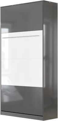 Produktbild von SMARTBett Schrankbett Standard  Anthrazit Hochglanz/Anthrazit & Weiss Hochglanz 90 Vertikal