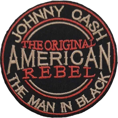 Produktbild von Johnny Cash - Aufnäher zum Aufbügeln "American Rebel" - Polyester RO4420 (Einheitsgröße) (Schwarz/Cremefarbe/Rot)