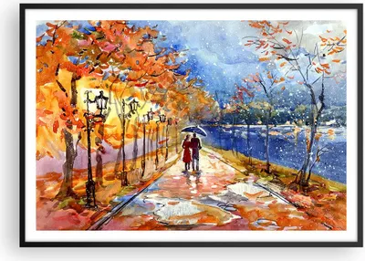 Produktbild von Gerahmtes Poster - Schwarzer Rahmen - Park Paar Baum - 100x70 cm - Wand Bild - Wanddeko - Wandbilder - Kunstposter - Wandposter - Bilderrahmen - Bilder - Kunstdruck - Wandbild - P2BAA100x70-3557