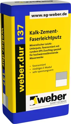 Obrázok produktu pre weber.dur 137 Faser-Leichtputz naturgrau 1mm 30kg