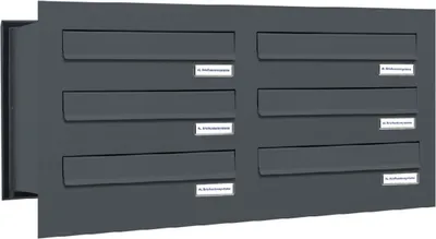 Produktbild von 6er Briefkastenanlage für Mauerdurchwurf RAL 7016 Anthrazit