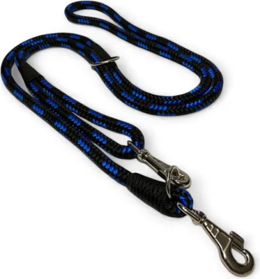 Produktbild von Hundeleine Umhängeleine Nylon Robust 2,50 m Doppelleine 3-fach verstellbar 8 mm schwarz-blau