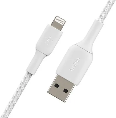 Immagine prodotto di Cavo Lightning a USB-A Belkin, intrecciato, 2 m, bianco