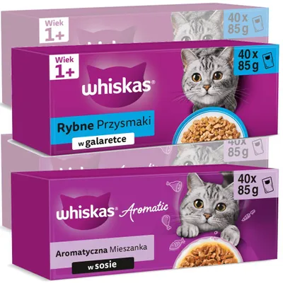 Zdjęcie produktu dla Whiskas Adult 160x85g Mokra Karma Dla Kota Aromatyczna Mieszanka + Rybne Przysmaki