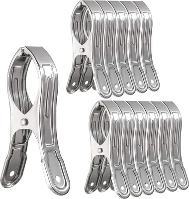 Produktbild von Beach Towel Clips 12 Stück, Windfest, Edelstahl 201, Jumbo Größe Für Poolabdeckung, Strandstuhl, Boot – Ideal Für Kreuzfahrt, Pool, Terrasse