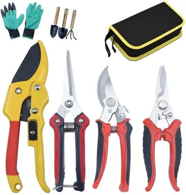 Produktbild von Famanu Gartenschneider Set 4-teilig mit Aufbewahrungstasche - für Äste, Pflanzen, Blumen, Früchte