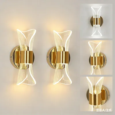 Produktbild von 2 Stück LED Wandleuchte Innen 12W Wandlampe Warmweiß/Kaltweiß/Neutralweiß für Schlafzimmer Wohnzimmer Korridor Treppenhaus