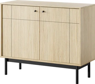 Produktbild von Masseno Kommode GIAPPONESE 104 cm Sideboard mit 2 Türen für Wohnzimmer Schlafzimmer Modern 104x39x84 cm Eichefarben / Eichefarben