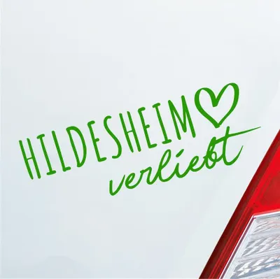 Produktbild von Auto Aufkleber Hildesheim verliebt Herz Stadt Heimat Liebe Car 19x7 cm Hellgrün Sticker Heckscheibenaufkleber