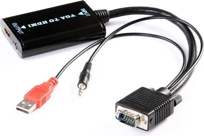 Obrázok produktu pre Prevodník VGA na HDMI s káblami USB a 3,5 mm