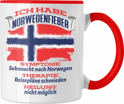 Produktbild von Trendation - Norwegen Tasse Geschenk Grafik Norwegenfieber Geschenkidee Spruch Lustig (Rot)