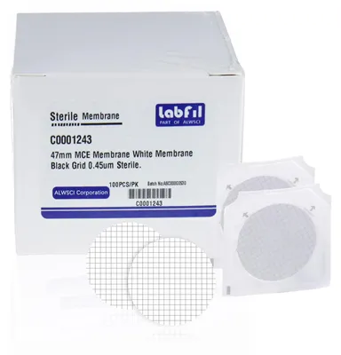 Productafbeelding van 100 stuks membraanfilter, rooster membraanfilter, 47 mm