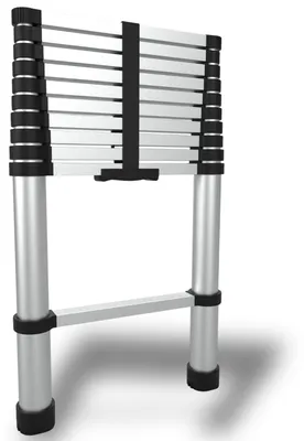 Teleskopleiter 3,2 m, 10 Stufen, Aluminium, klappbar