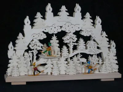 Produktbild von Schwibbogen mit Schneeschuhkindern und Beleuchtung BxHxT 50x31x7cm NEU