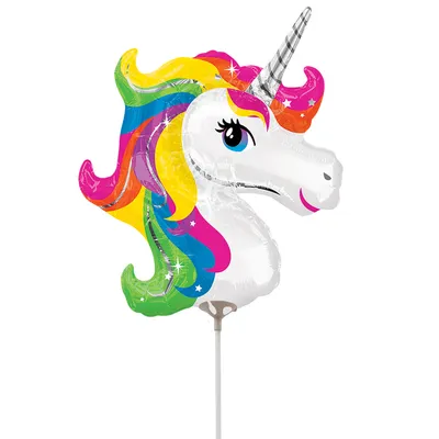 Immagine prodotto di Palloncino in foil su stecco - forma - Unicorno arcobaleno