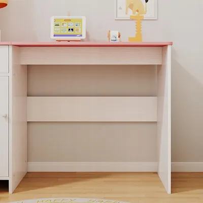 Immagine prodotto di Scrivania Bianca Con Cassetto E Armadietto Per Bambina Con Piano Rosa 75 Cm X 50 Cm X 110 Cm