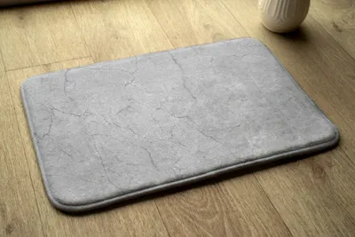 Produktbild von Badteppich Saugfähige - Badezimmer Teppich - Rutschfester Badvorleger Badematte - 75x45 cm - Grauer Beton