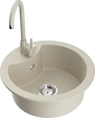 Image de Mexen Diego Évier en granit 1 bac avec robinet de cuisine Telma, Beige - 6512-69-670200-69