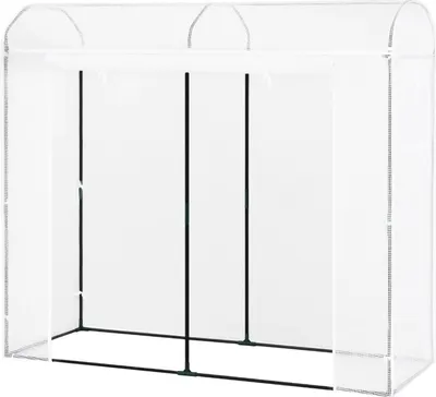 Produktbild von Tomaten-Gewächshaus - Folientunnel - 170×68×200 cm - Mit Tür und Fenstern - PE-Folie - Einbogen - Weiß