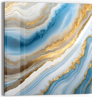 Produktbild von DEQORI Glasbild Echtglas 50x50 cm 'Goldene Meeresströmung' Wandbild Bild modern Deko