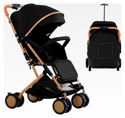 Produktbild von Kompakter Kinderwagen für 0-36 Monate, 3-in-1, leicht und wendbar, 3 Positionen, neigbar, 5-Punkt-Sicherheitsgurt, einhändig faltbar, Belastung 25 kg (B-schwarz)