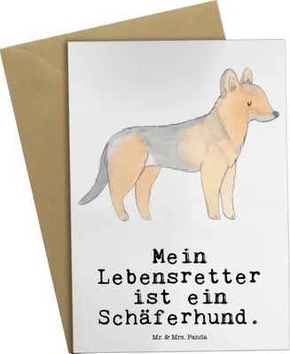 Produktbild von Mr. & Mrs. Panda Grußkarte Schäferhund Lebensretter - Weiß - Geschenk, einladungskarten, osterkarte, weihnachtskarten, dankeskarten, babykarte