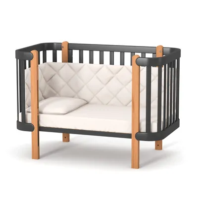Produktbild von Veres Monaco Kinderbett / Babybett / Gitterbett (120x60 cm) - Anthrazit Natur