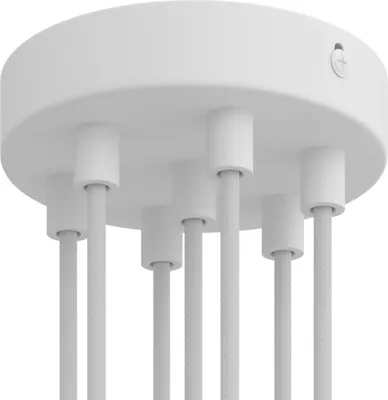 Immagine prodotto di Creative-Cables Kit rosone cilindrico in Metallo a 7 Fori - Cilindrico, Bianco Opaco