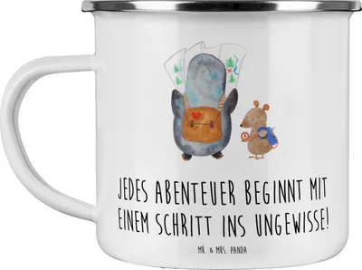 Produktbild von Mr. & Mrs. Panda Teetasse Ungewissheit akzeptieren - Weiß - Geschenk, Inspiration, Teebecher, Pott, Kaffeepott, Vertrauem, Mut, Emaille Tasse, Mutmacher, Becher, Trost