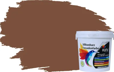 Produktbild von RyFo Colors Silikonharz Fassadenfarbe Lotuseffekt Trend Nougatbraun 1l - bunte Fassadenfarbe, weitere Braun Farbtöne und Größen erhältlich, Deckkraft Klasse 1