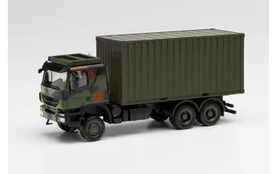 Produktbild von Herpa LKW Iveco Trakker 6x6 20\' Cont Bundeswehr Flecktarn 746793