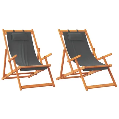 Produktbild von vidaXL Klappstühle, 2 Stück, grauer Stoff