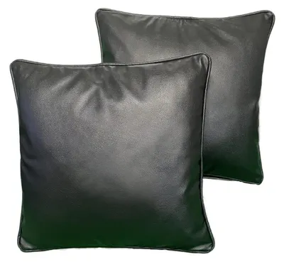 2er-Pack Kissenbezüge aus Kunstleder, schwarz, 45x45 cm