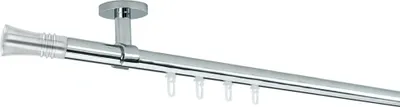 Produktbild von SN Deco Gardinenstange Innenlauf Lyon, 19 mm, 1-läufig, Stahl, Komplett-Set mit Ringen, Profildeckentrager, 300 cm, edelstahl optik