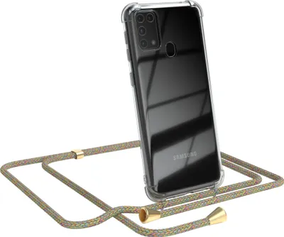 Produktbild von EAZY CASE Handykette kompatibel mit Samsung Galaxy M31, Handyhülle mit Umhängeband, Handykordel, Schutzhülle Clear, Band in Bunt