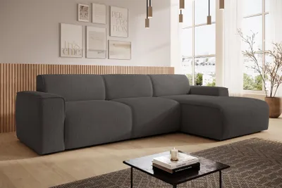 Image de AX LIVING Canapé forme L Didim mini gris 310 cm de large, élégant D