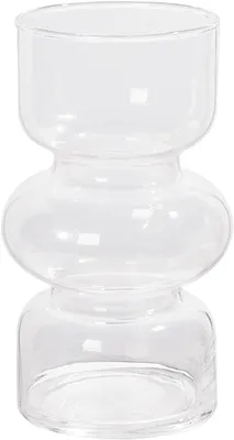 Imagen del producto de Jarra de vidrio de diseño geométrico, con una altura de 18 cm y un diámetro de 8,6 cm, ideal para flores