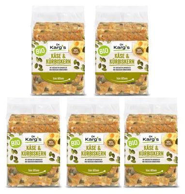 Produktbild von Dr. Kargs Vollkorn Knäckebrot Käse und Kürbiskern 200g 5er Pack