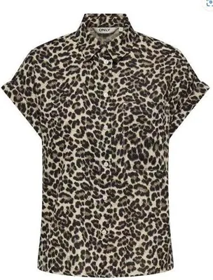 Produktbild von ONLY ONLTHYRA LIFE SS FOLD UP SHIRT WVN Pumice Stone/W LEO-DEMITASSE+BRUSH S
