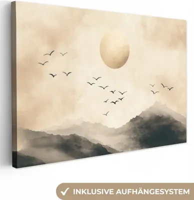 Obrázok produktu pre Plátno 120x80 cm - Japandi - Krajina - Béžová, obraz Moderné, nástenné dekorácie, maľba